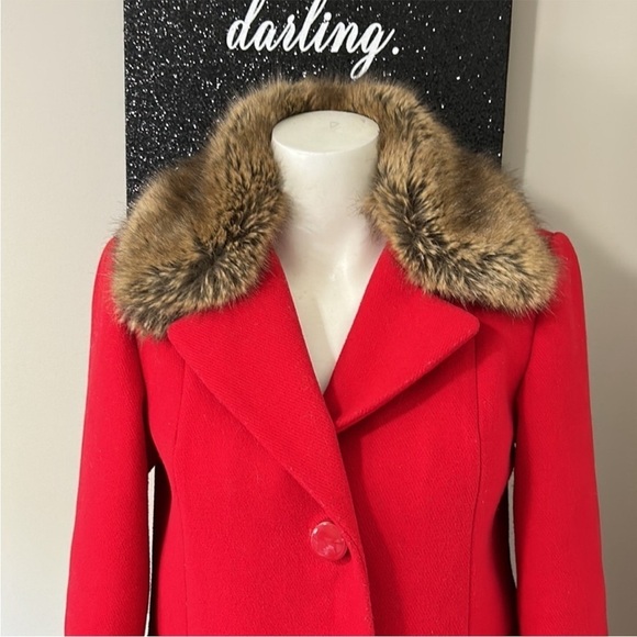 KATE SPADE NY Red Wool Convertible
Faux Fur Coat Pockets Button Front Sz XS - Picture 4 of 14